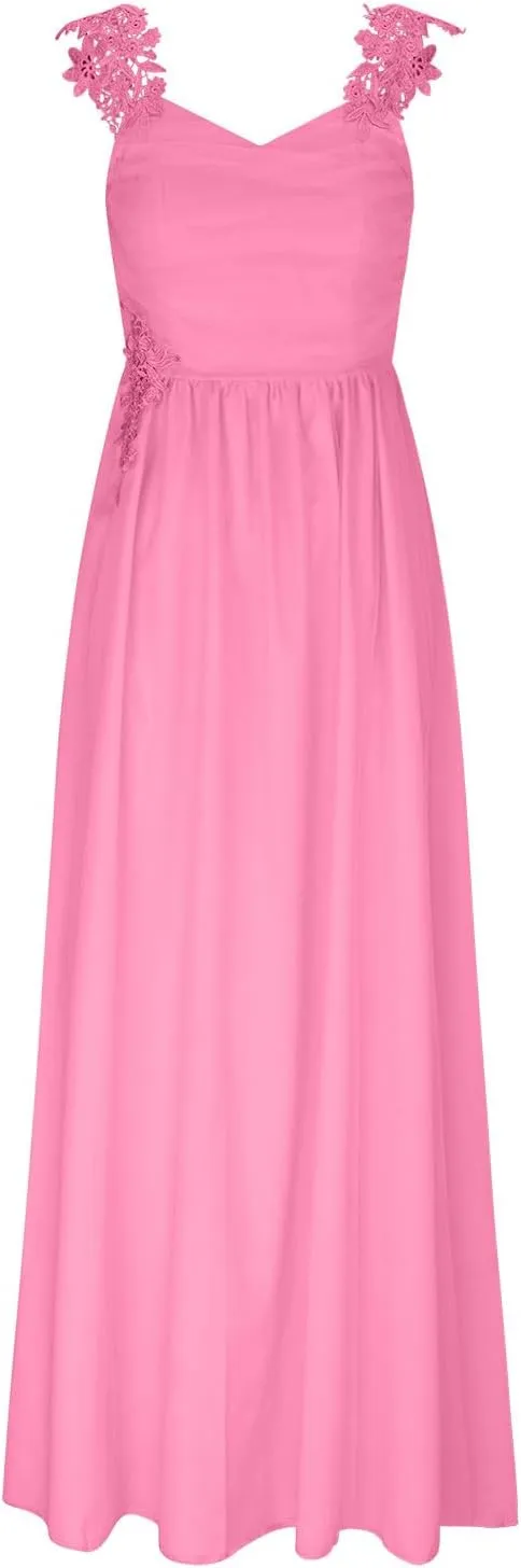 Formal Evening Dress for Women V-Neck Sleeveless Mesh A Line Empire Waist Floor Length Wedding Ball Gown