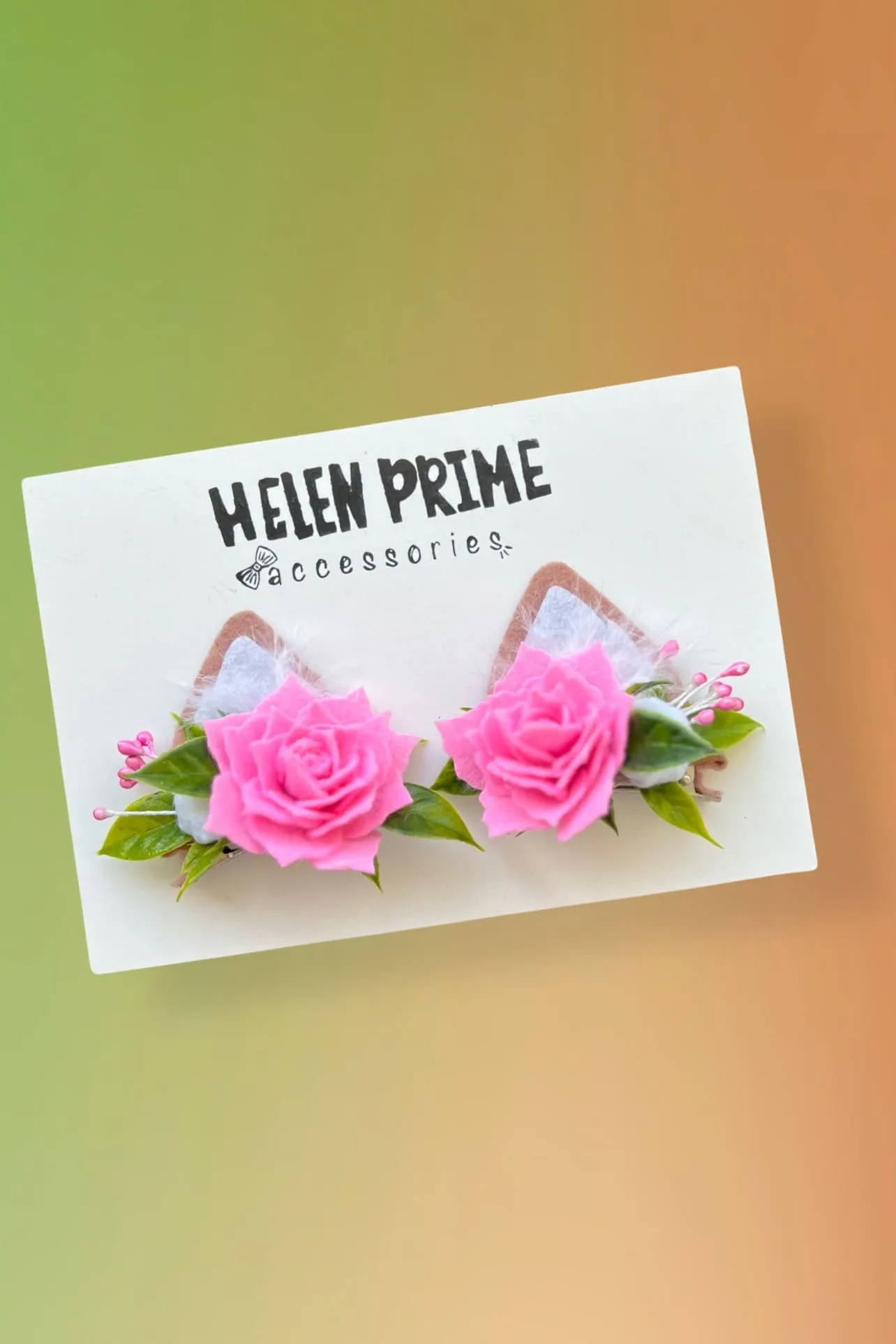 Fox flower ears on hair clips for baby girl outfit