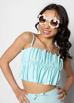 Fresh Mint | Youth Oversized Ruffle Top