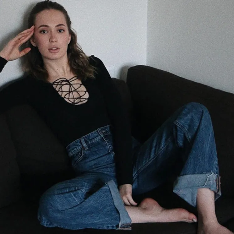 Front Lace Up Slim Bodysuits