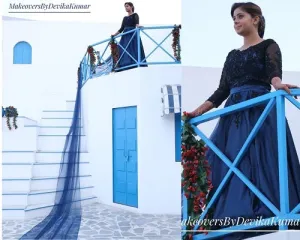 G101 (5) Blue and Black Pre Wdding Gown, Size (XS-30 to 4XL-48)