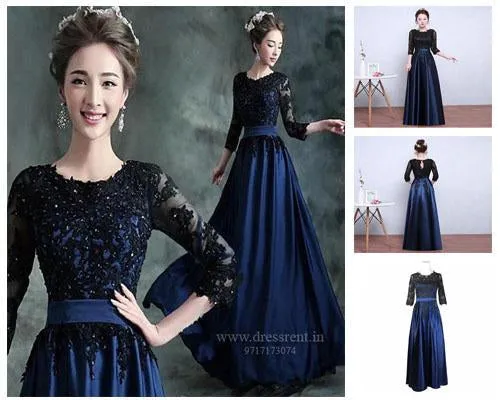 G101 (5) Blue and Black Pre Wdding Gown, Size (XS-30 to 4XL-48)