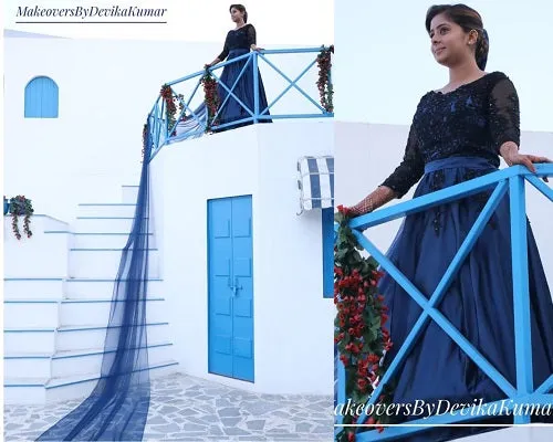 G101 (5) Blue and Black Pre Wdding Gown, Size (XS-30 to 4XL-48)