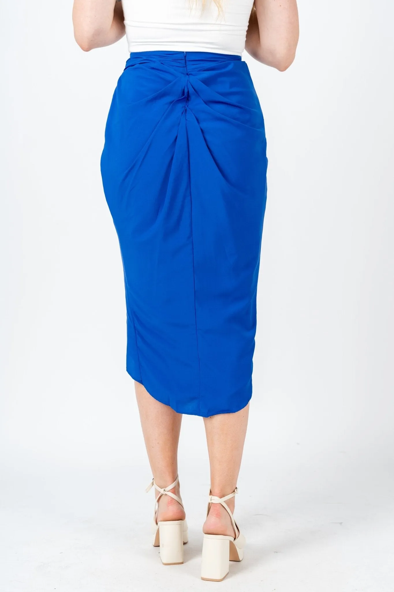 Gather wrap skirt deep blue