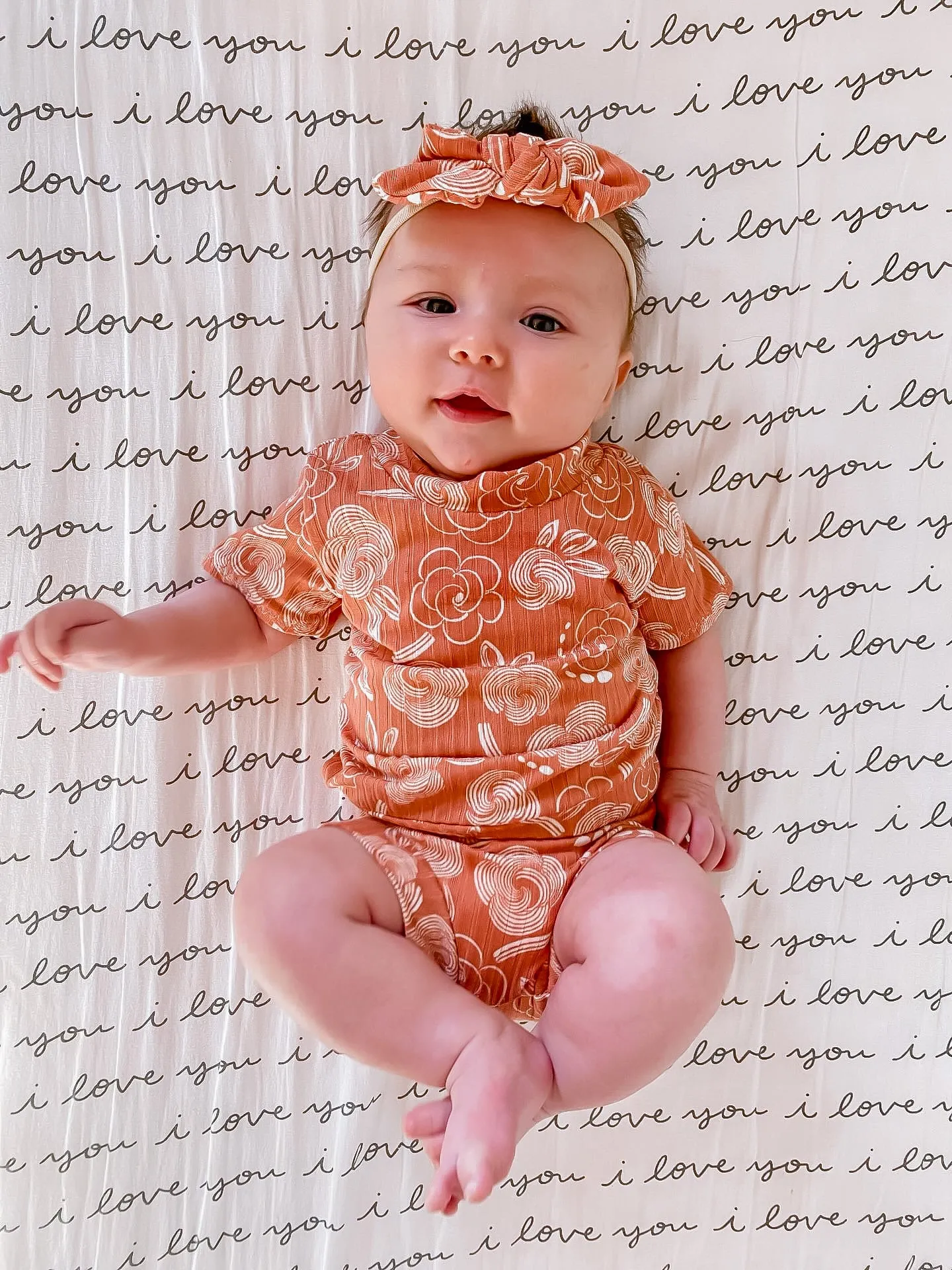 Geo Flowers Rose Ribbed Summer Lounge Set