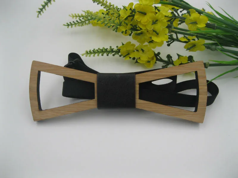 Geometric Design Wooden Bow tie European Man Accessory Laser Cutout Wood Hip Hop Bow Tie