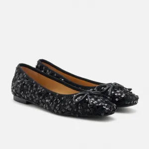 Gianna Sequinned Bow Flats