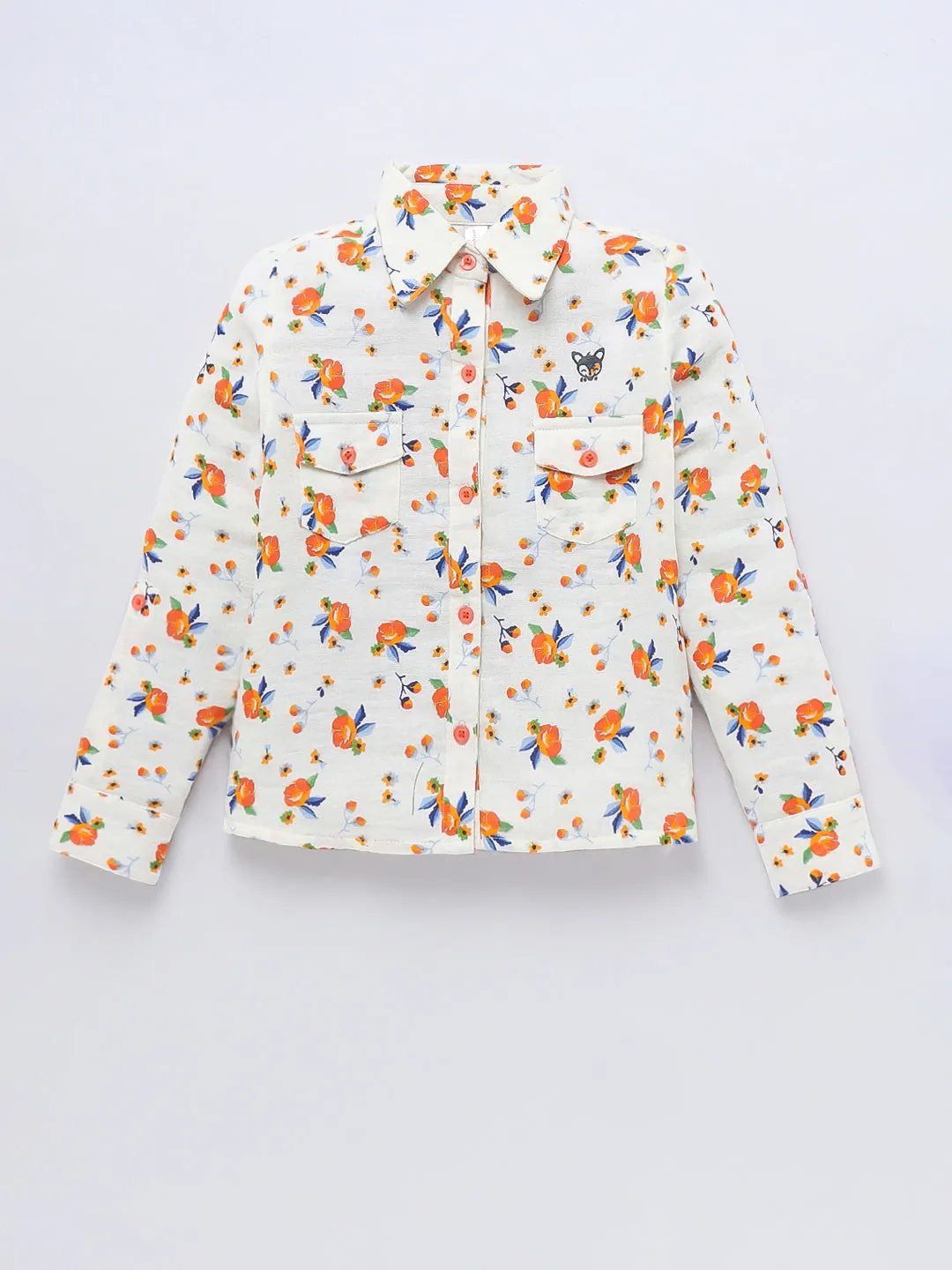 Girls Cotton Floral Shirt