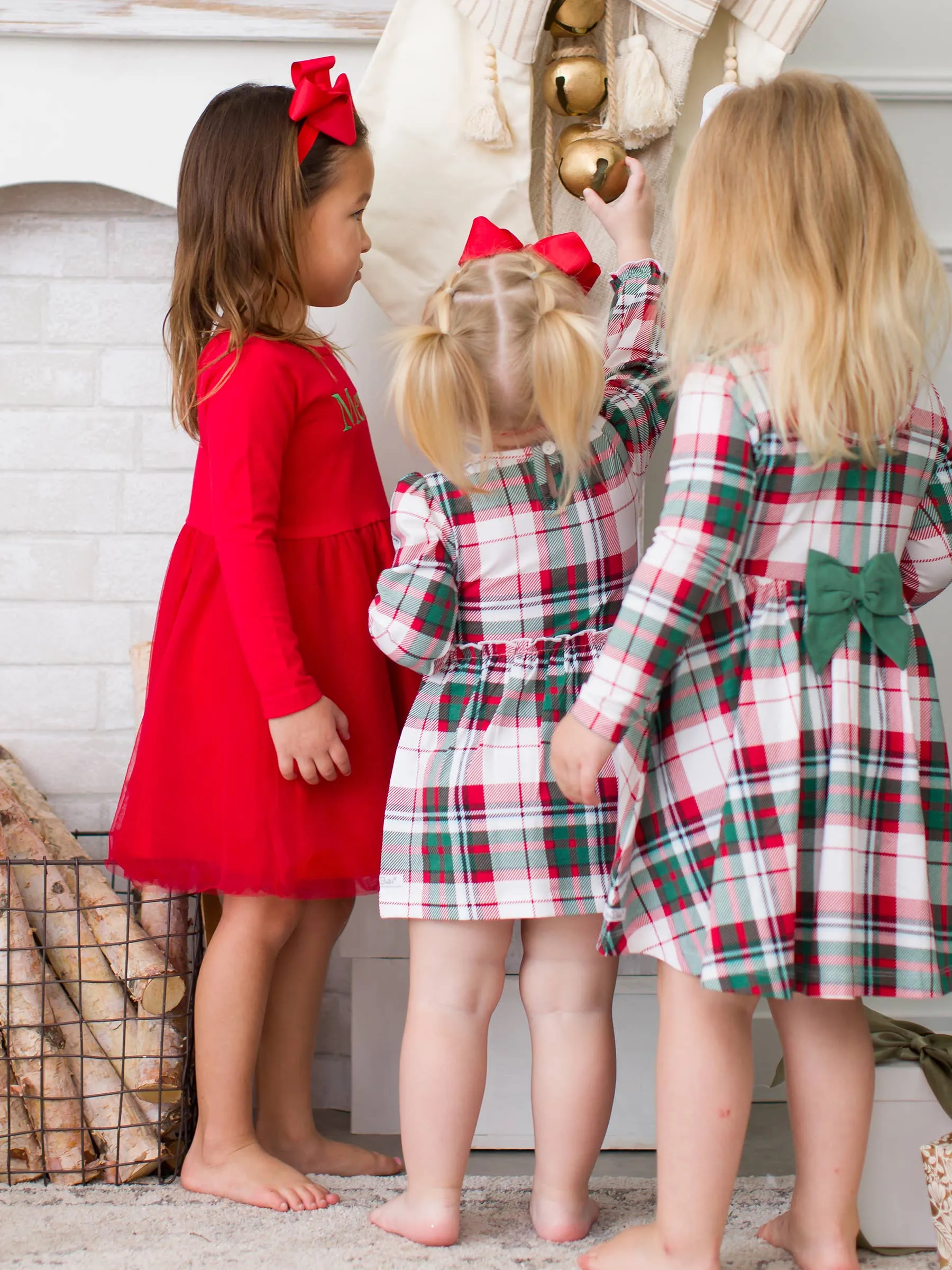 Girls Dashing Dreams Plaid Knit Long Sleeve Twirl Dress