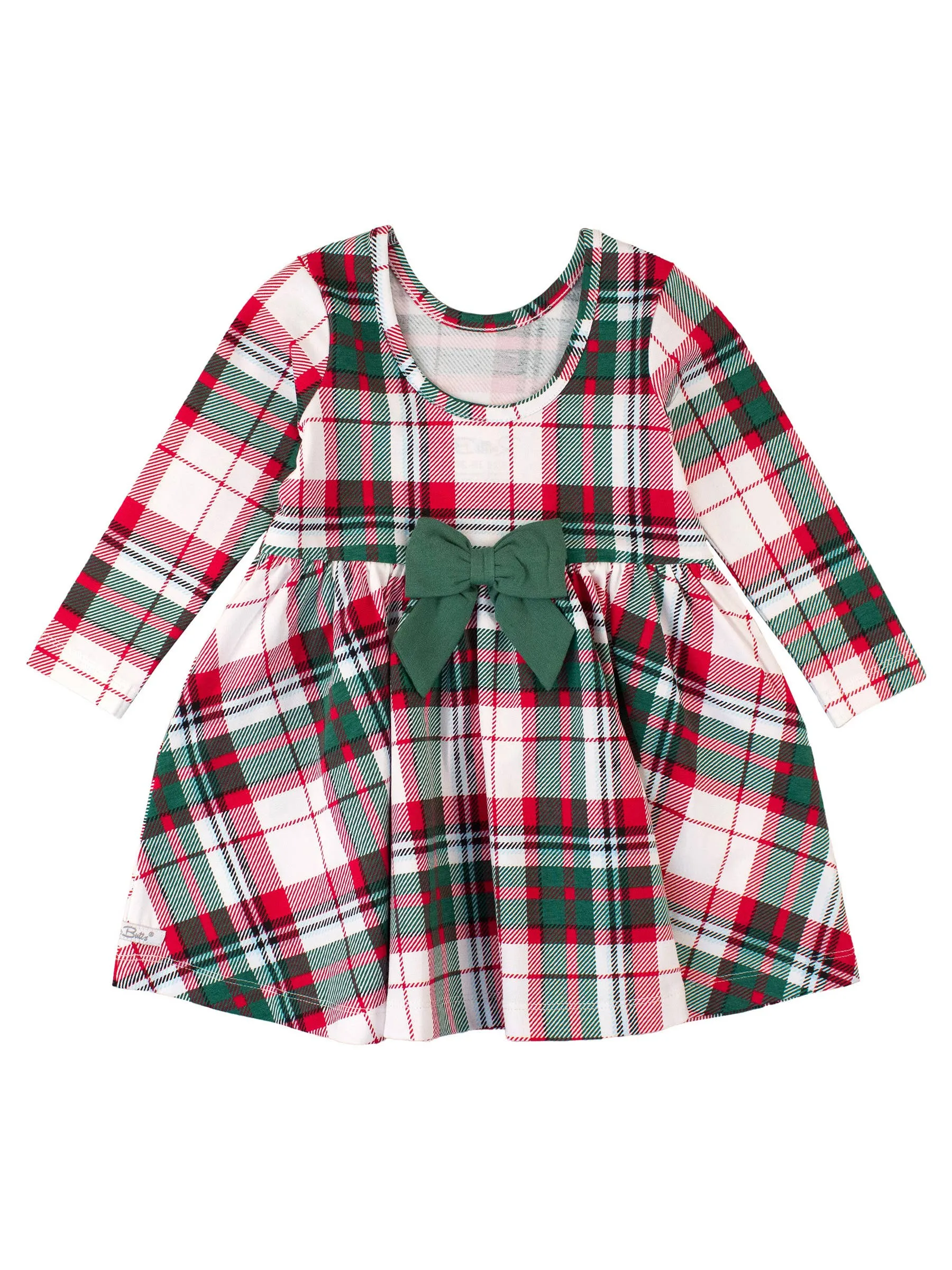 Girls Dashing Dreams Plaid Knit Long Sleeve Twirl Dress