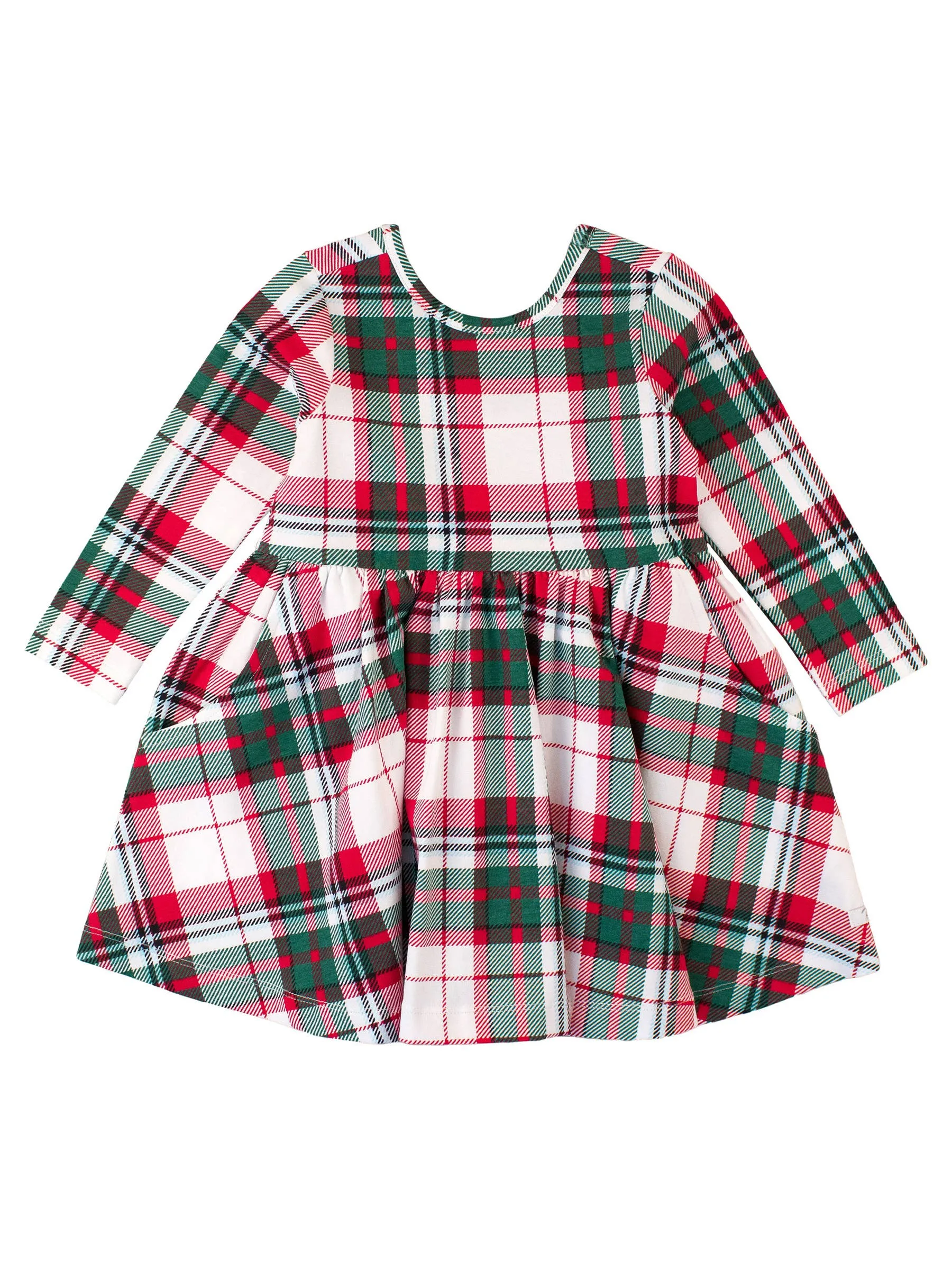 Girls Dashing Dreams Plaid Knit Long Sleeve Twirl Dress