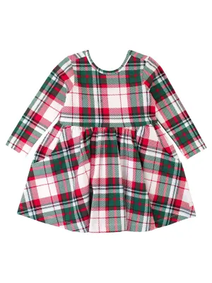 Girls Dashing Dreams Plaid Knit Long Sleeve Twirl Dress