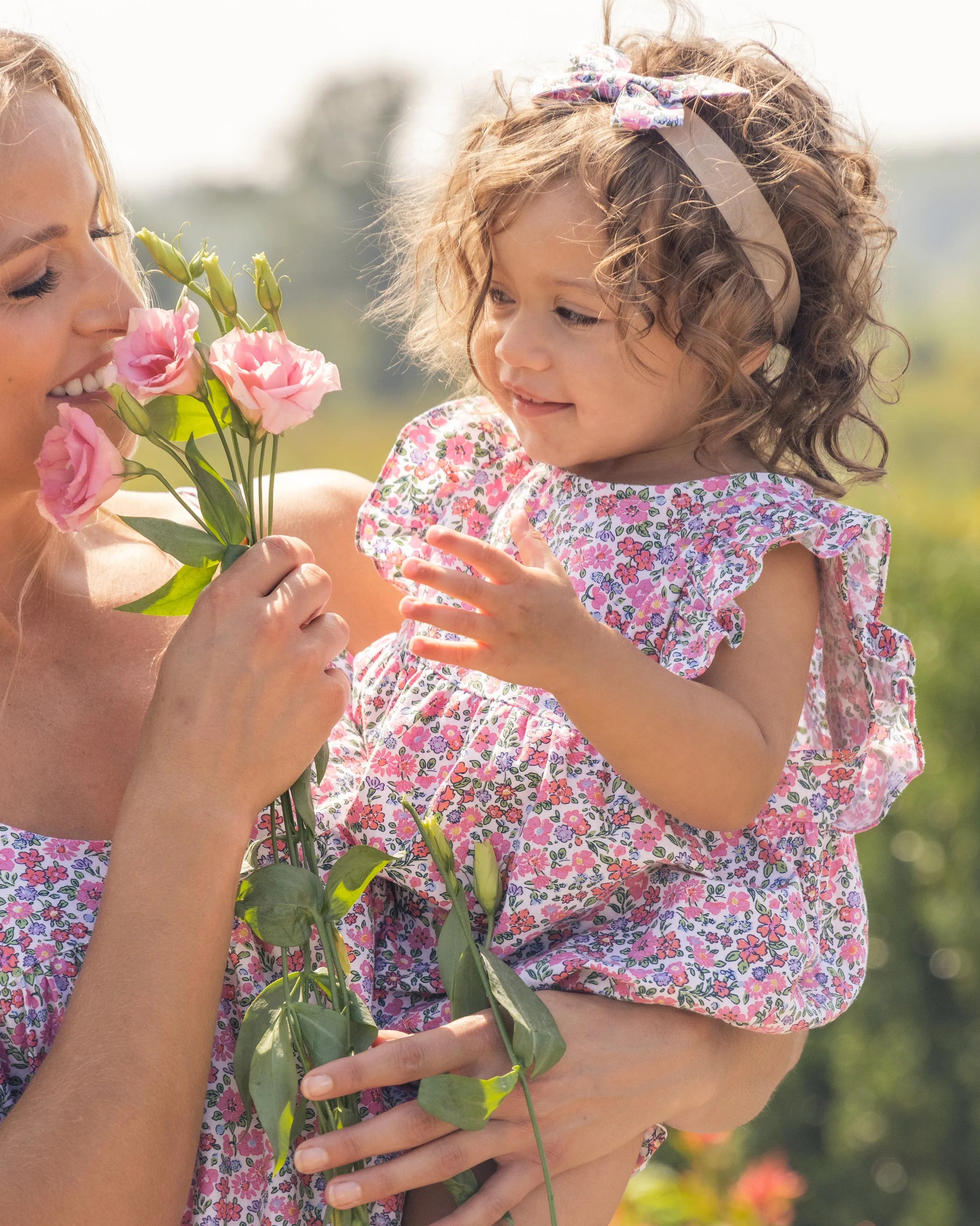 Girl's Hair Bows in Fleurs de Rose