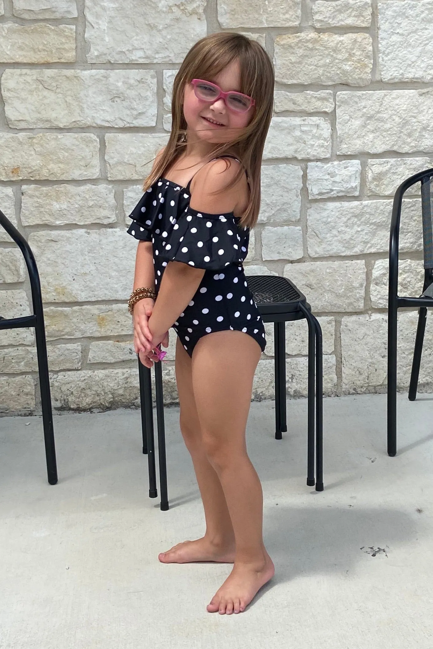Girls Polka-Dotted Ruffle One Piece