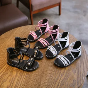 Girls Sandals New Kids Rome Roman Sandals Sweet Princess With Pearls