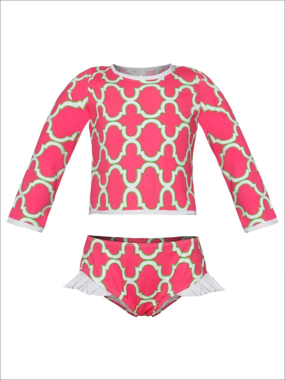 Girls Seaside Weekend Two Piece Rash Guard Swimsuit