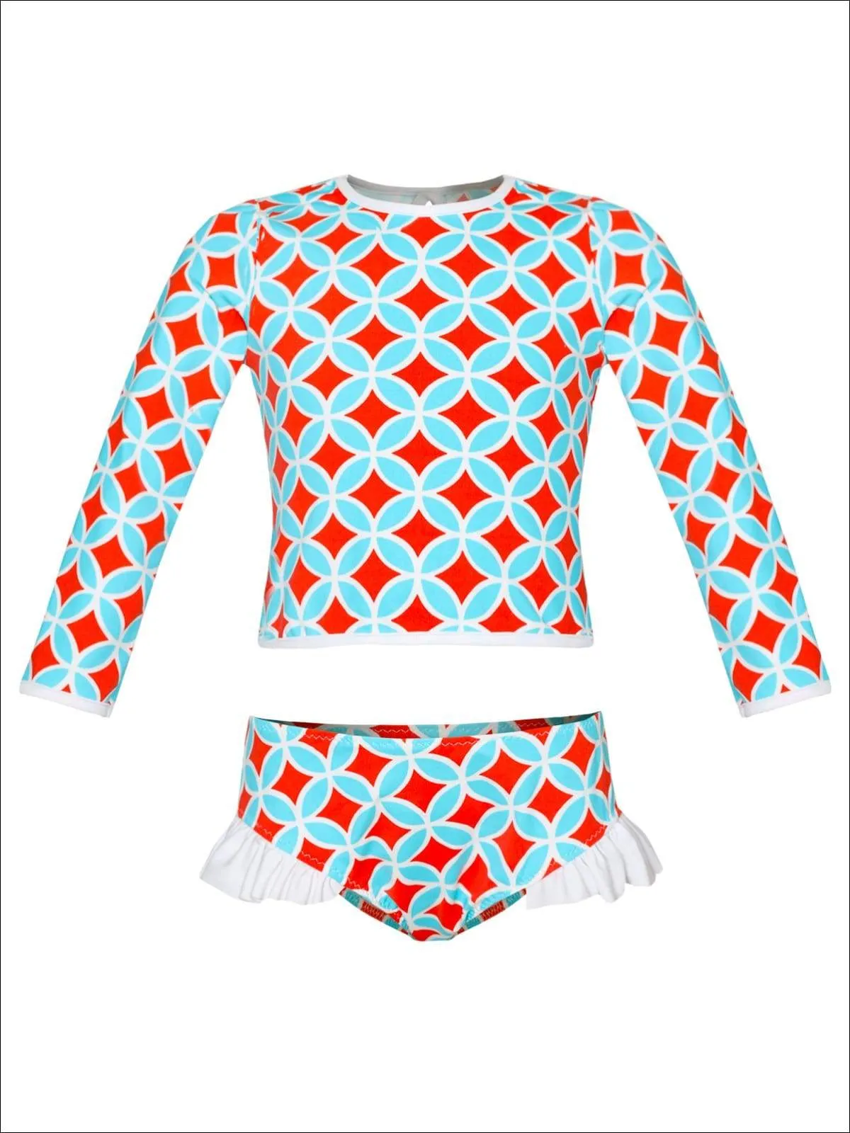 Girls Seaside Weekend Two Piece Rash Guard Swimsuit