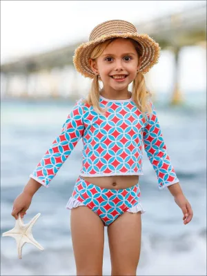Girls Seaside Weekend Two Piece Rash Guard Swimsuit