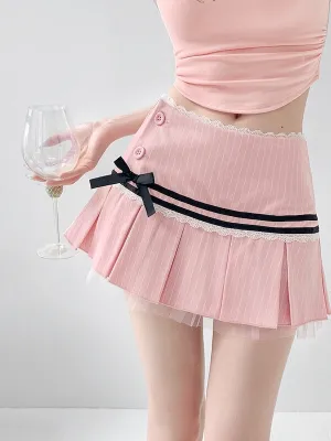 Girly academia pinstriped mini skirt