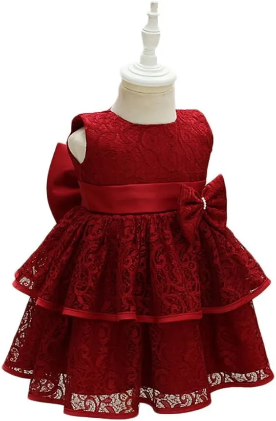 Glamulice Baby Girls Infant Lace Party Dresses Princess Wedding Birthday Formal Dress for Toddler
