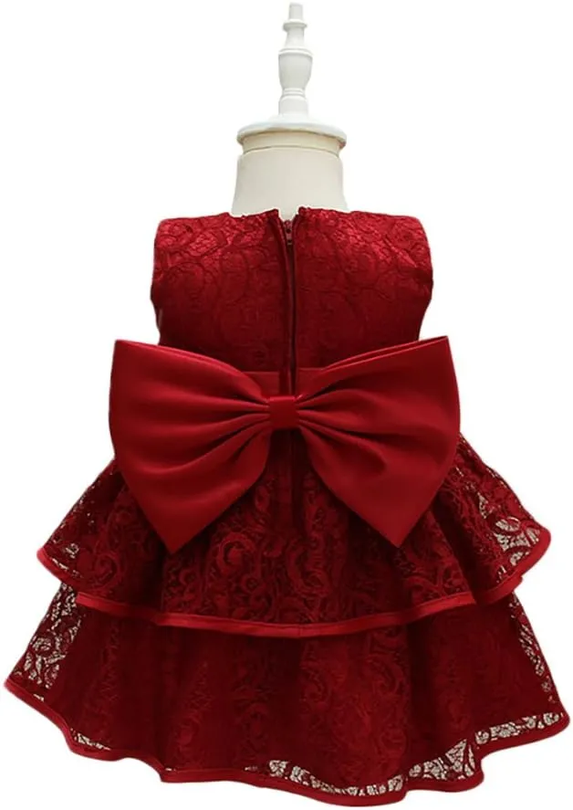 Glamulice Baby Girls Infant Lace Party Dresses Princess Wedding Birthday Formal Dress for Toddler