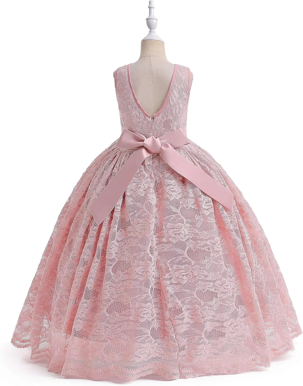 Glamulice Full Lace Flower Girls Dress Long A Line Bridesmaid Wedding Tulle Dresses Birthday Formal Party Ball Gown