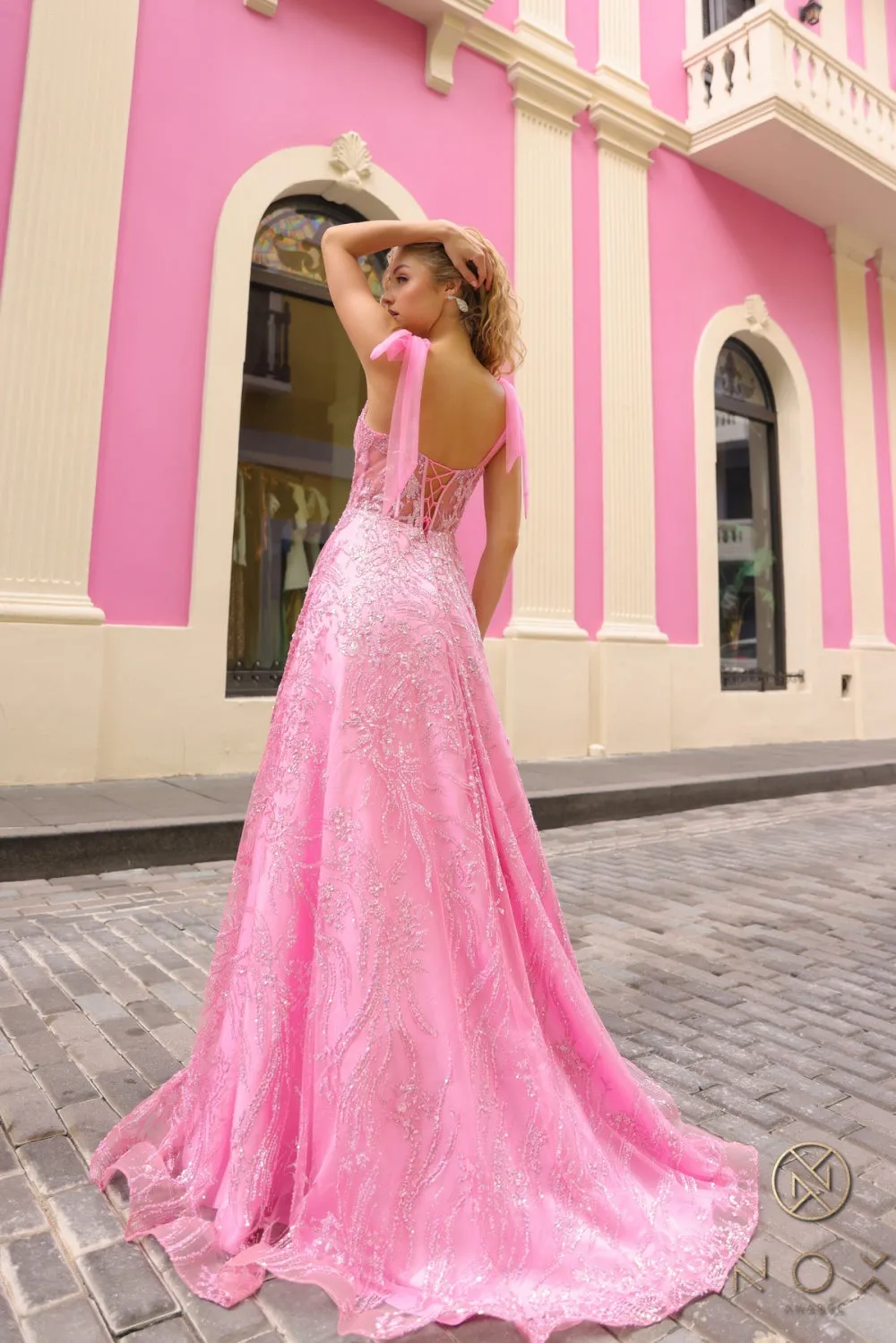 Glitter Print Sleeveless Corset A-line Dress_T1336
