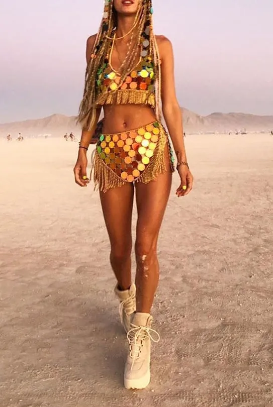 Gold Cami Skirt Set