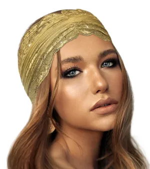 Gold vintage floral lace headband