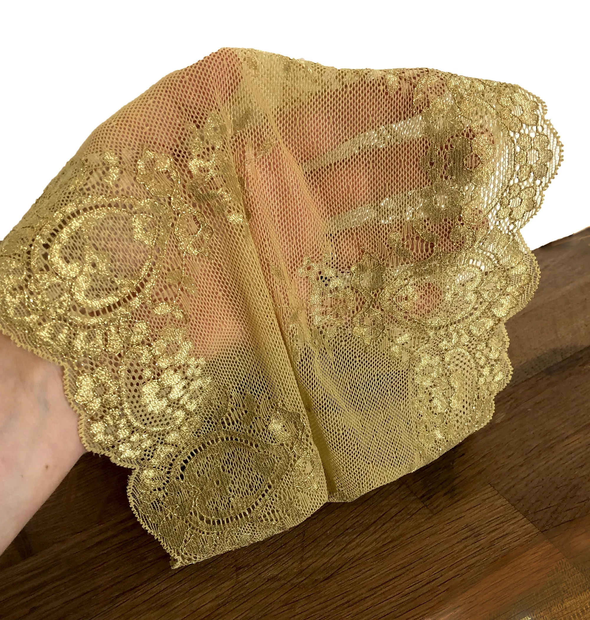 Gold vintage floral lace headband