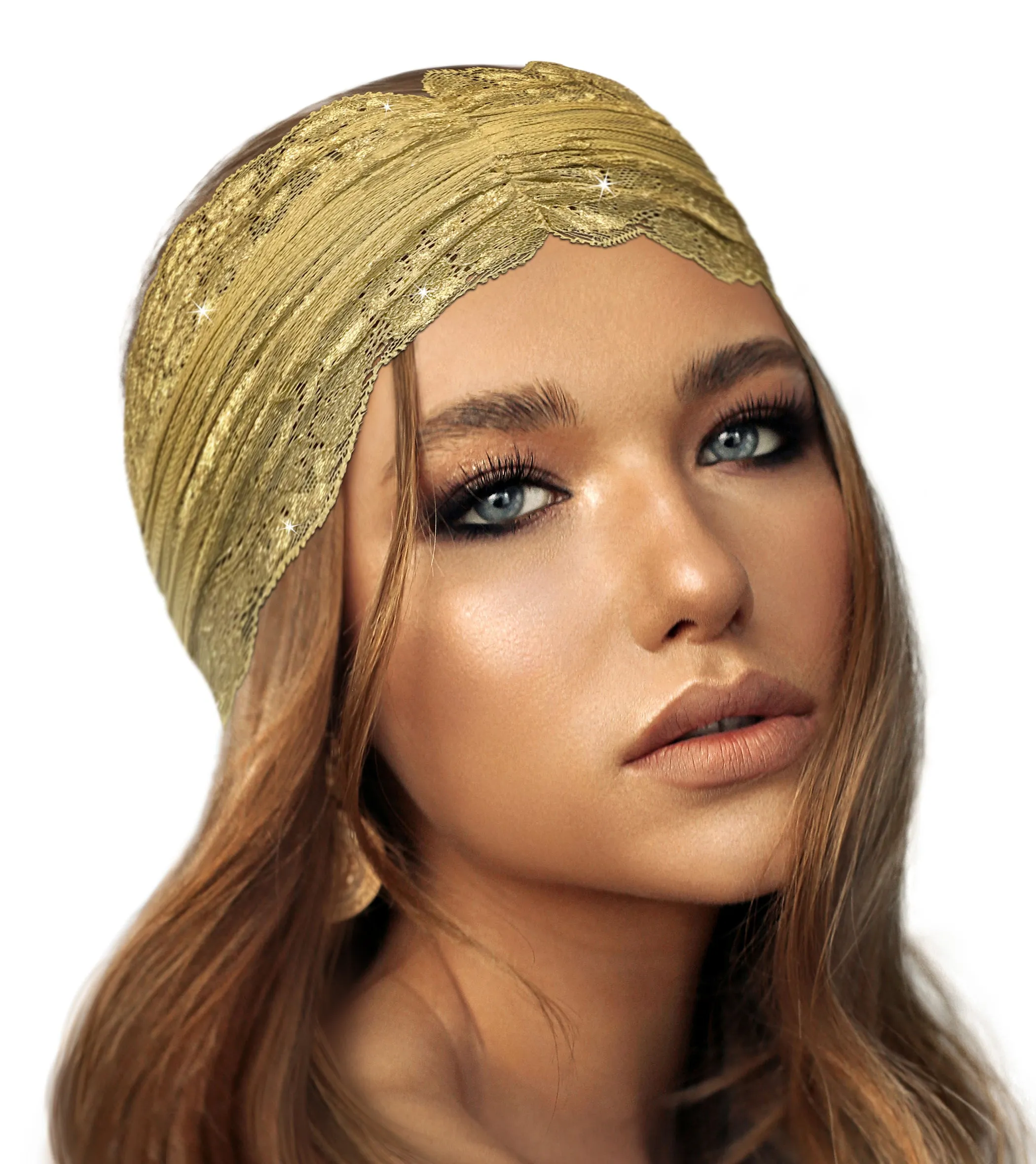 Gold vintage floral lace headband