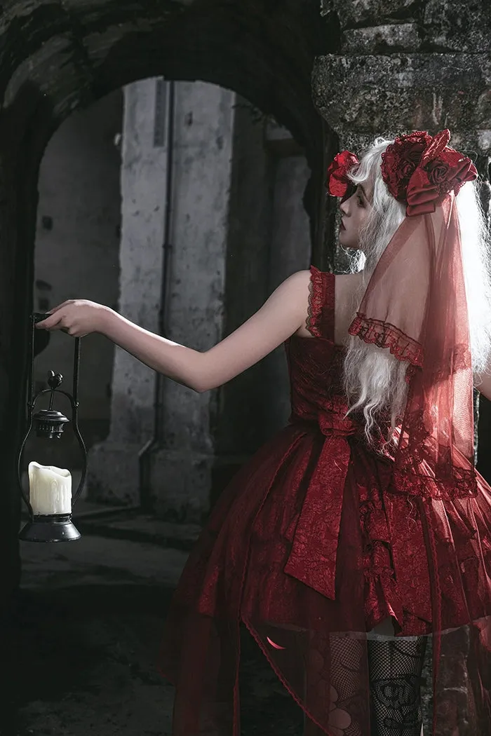 Gothic Lolita Skirt Set Blood Rose Skirt Corset Multicolor
