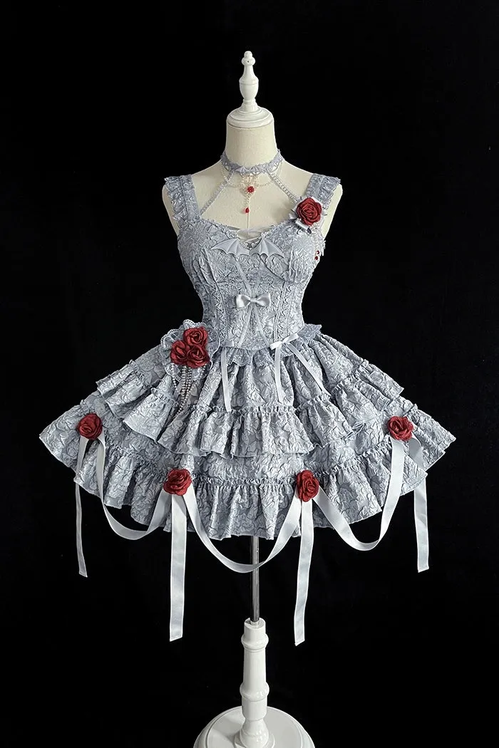 Gothic Lolita Skirt Set Blood Rose Skirt Corset Multicolor