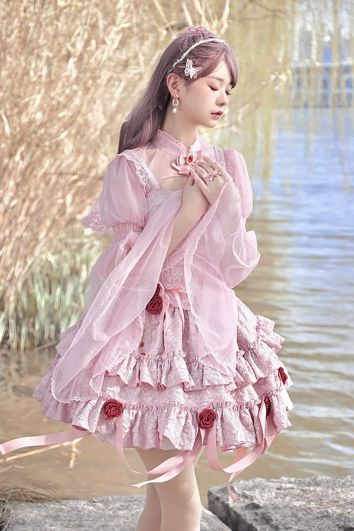 Gothic Lolita Skirt Set Blood Rose Skirt Corset Multicolor
