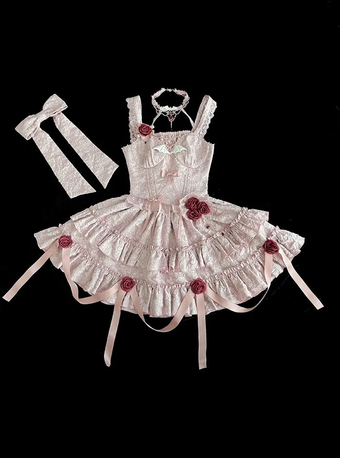 Gothic Lolita Skirt Set Blood Rose Skirt Corset Multicolor
