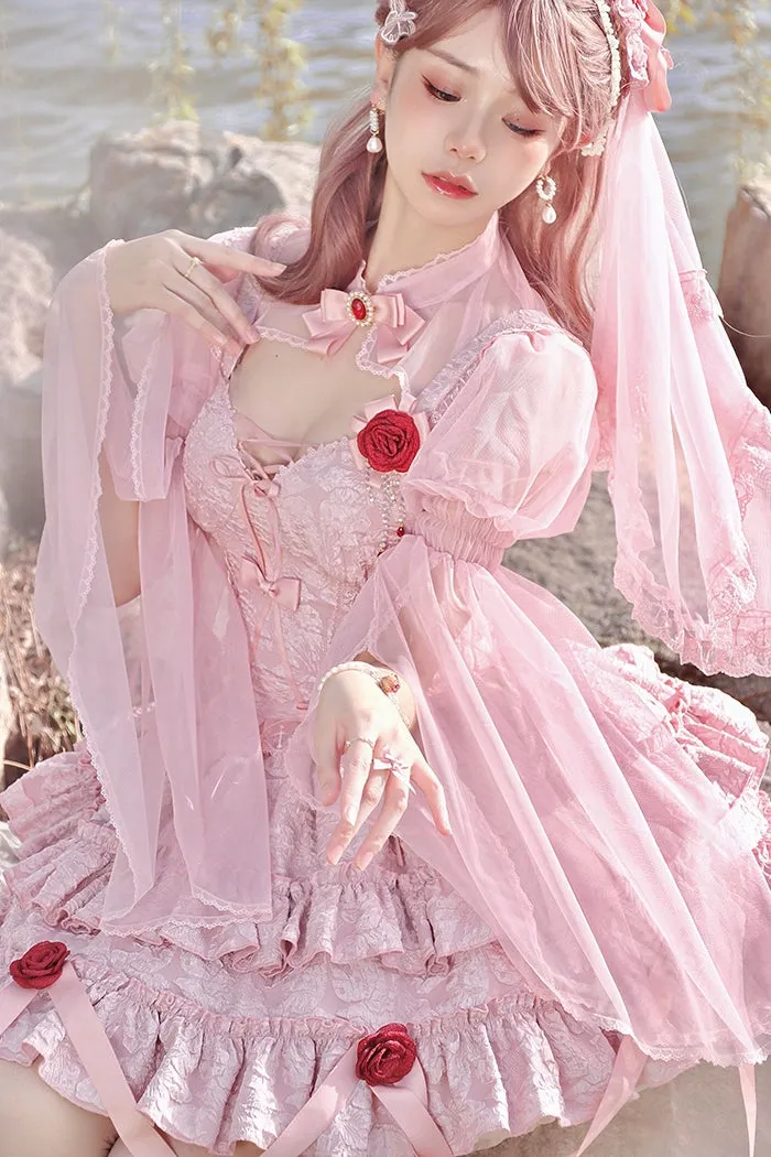 Gothic Lolita Skirt Set Blood Rose Skirt Corset Multicolor