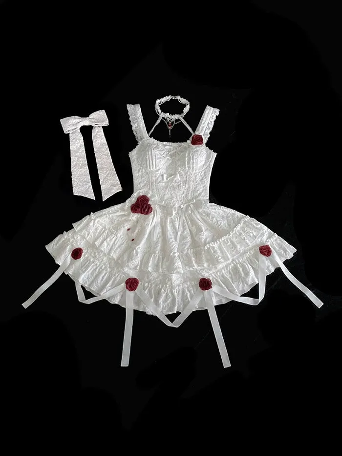Gothic Lolita Skirt Set Blood Rose Skirt Corset Multicolor