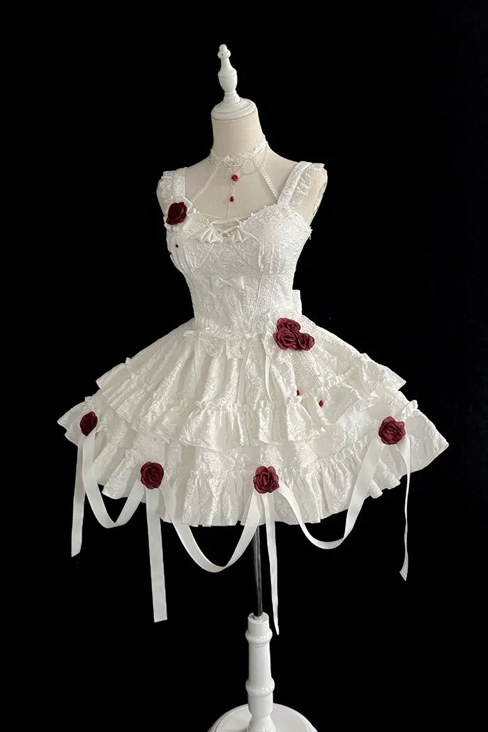Gothic Lolita Skirt Set Blood Rose Skirt Corset Multicolor
