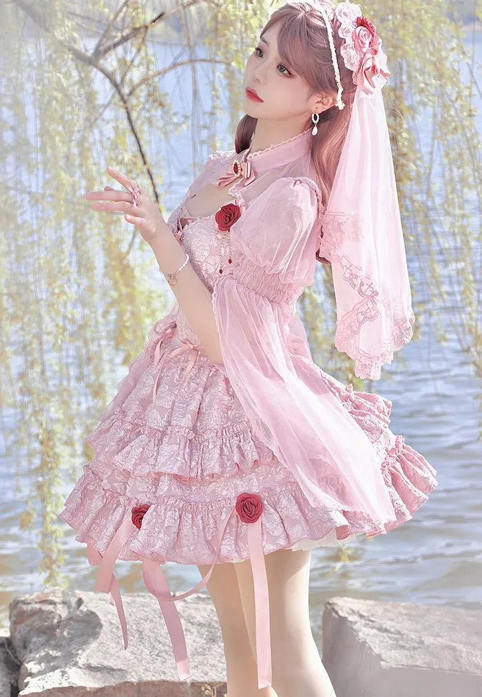 Gothic Lolita Skirt Set Blood Rose Skirt Corset Multicolor