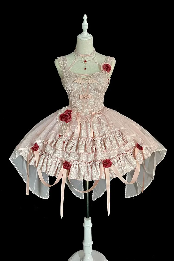 Gothic Lolita Skirt Set Blood Rose Skirt Corset Multicolor