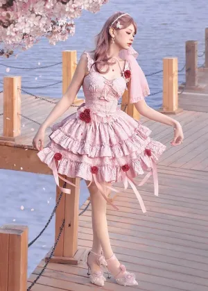 Gothic Lolita Skirt Set Blood Rose Skirt Corset Multicolor