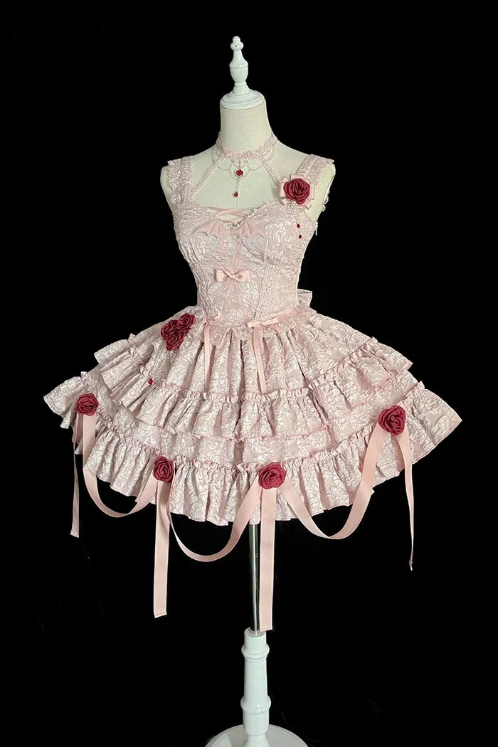 Gothic Lolita Skirt Set Blood Rose Skirt Corset Multicolor