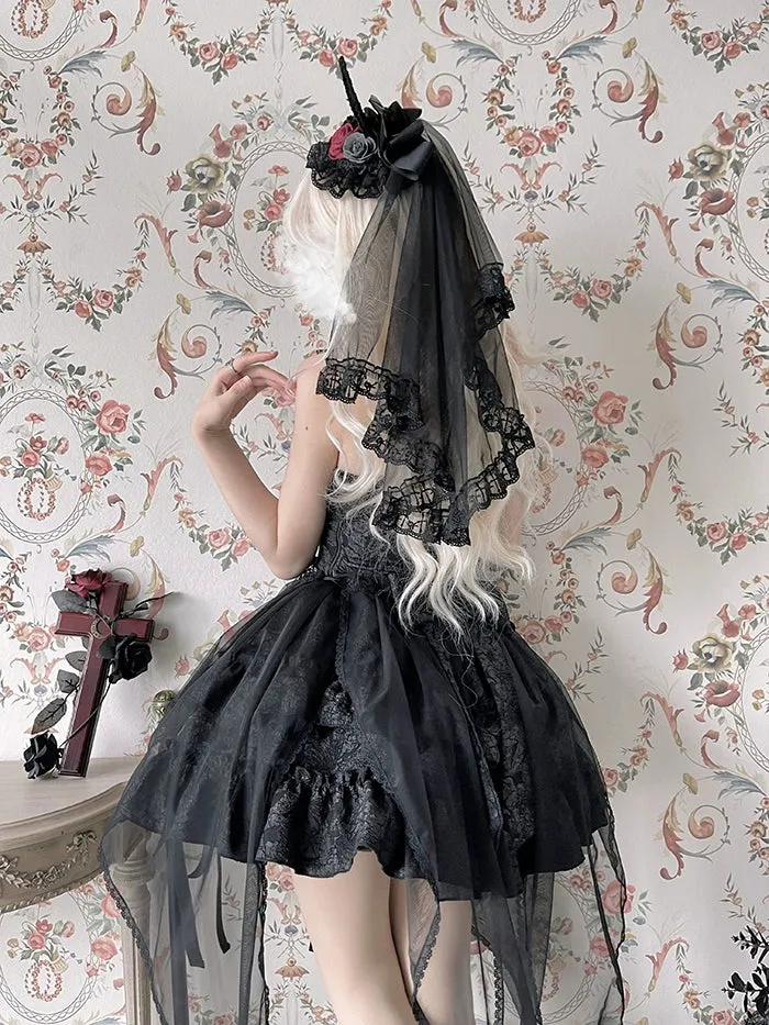 Gothic Lolita Skirt Set Blood Rose Skirt Corset Multicolor