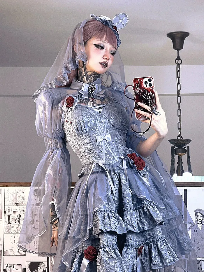 Gothic Lolita Skirt Set Blood Rose Skirt Corset Multicolor