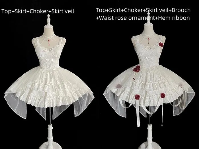 Gothic Lolita Skirt Set Blood Rose Skirt Corset Multicolor