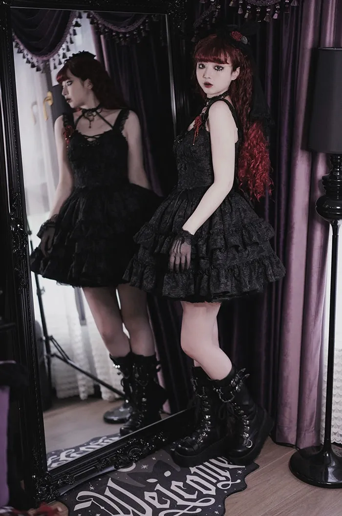 Gothic Lolita Skirt Set Blood Rose Skirt Corset Multicolor