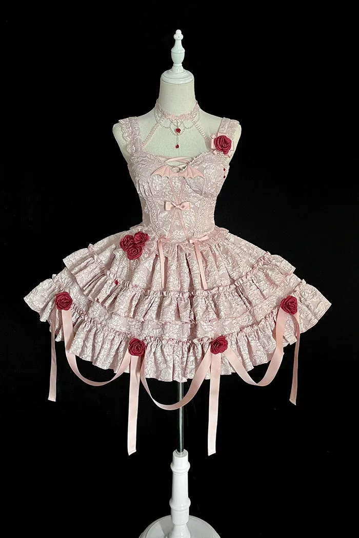 Gothic Lolita Skirt Set Blood Rose Skirt Corset Multicolor
