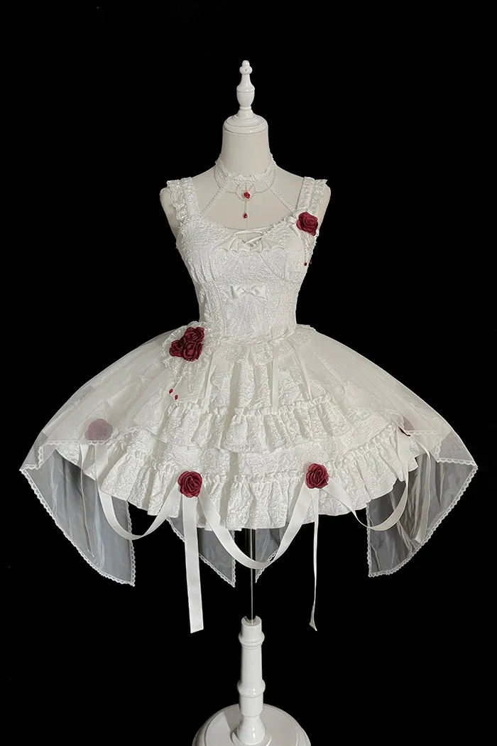 Gothic Lolita Skirt Set Blood Rose Skirt Corset Multicolor