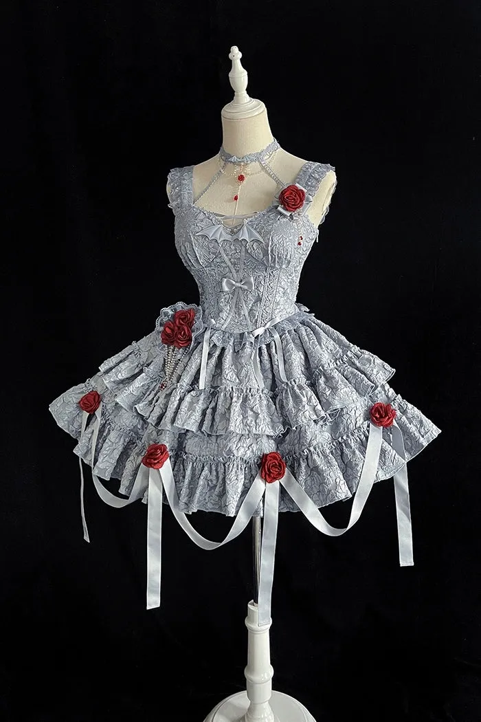 Gothic Lolita Skirt Set Blood Rose Skirt Corset Multicolor