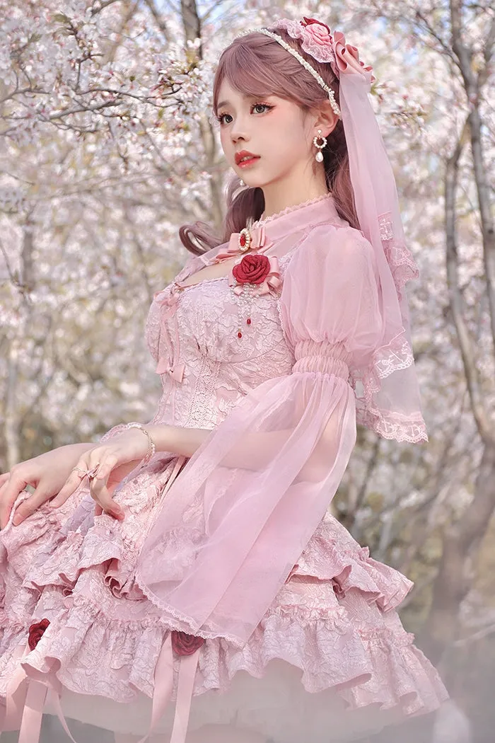 Gothic Lolita Skirt Set Blood Rose Skirt Corset Multicolor